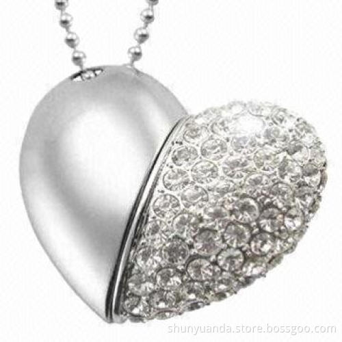 256MB to 32GB Jewelry USB Flash Drives in Heart Shape Style, Customized Logos/Packing Types Accepted